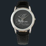 Reloj De Pulsera Boda Padre De Los Monogramas De Regalo De Groom<br><div class="desc">Boda Padre Del Regalo Groom Monograma Moderno Reloj De Deportes Guay. Haga clic en personalizar esta plantilla para personalizar con la inicial del monograma, el nombre y la fecha de matrimonio de forma rápida y sencilla. El boda Padre del Reloj Deportivo de Regalos Groom, forma parte de la colección de...</div>
