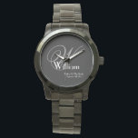 Reloj De Pulsera Boda Padre De Novia Regalo Monograma Clásico Guay<br><div class="desc">Boda Padre Del Regalo De Novia Monogramado Con Nombre Personalizado Clásico Guay Keepsake Black Watch. Haga clic en personalizar esta plantilla para personalizar con la fecha inicial del Monograma, el nombre y la fecha de matrimonio rápida y fácilmente. Boda Padre de Novia Regalo Monograma Clásico Guay Watch, es parte de...</div>