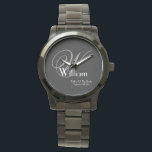 Reloj De Pulsera Boda Padre De Novia Regalo Monograma Clásico Guay<br><div class="desc">Boda Padre Del Regalo De Novia Monogramado Con Nombre Personalizado Clásico Guay Keepsake Black Watch. Haga clic en personalizar esta plantilla para personalizar con la fecha inicial del Monograma, el nombre y la fecha de matrimonio rápida y fácilmente. Boda Padre de Novia Regalo Monograma Clásico Guay Watch, es parte de...</div>