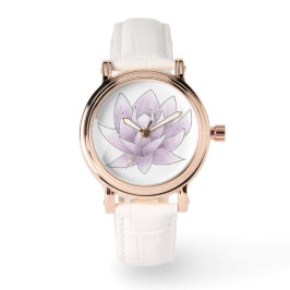Reloj De Pulsera Boda rosa Lotus blanco y oro Rosa