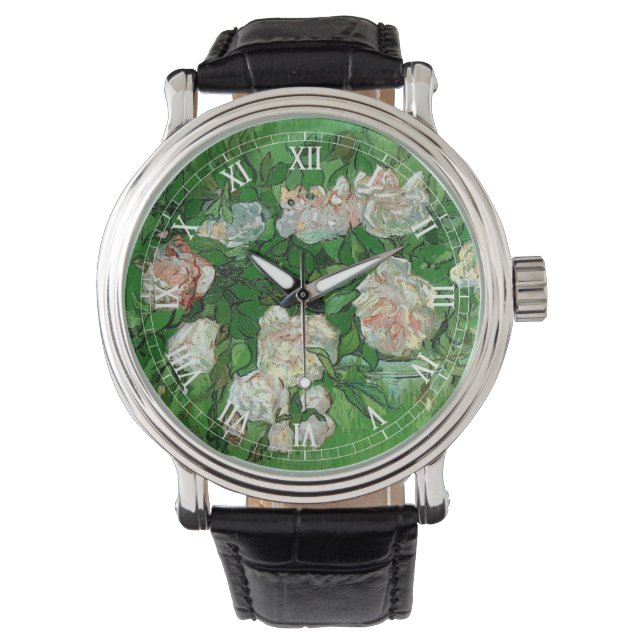 Reloj De Pulsera Bodegón: Rosas rosadas de Vincent van Gogh (Anverso)