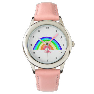 Reloj De Pulsera Boho Arcoiris Acuarela Cute Chicas Niños Rosa