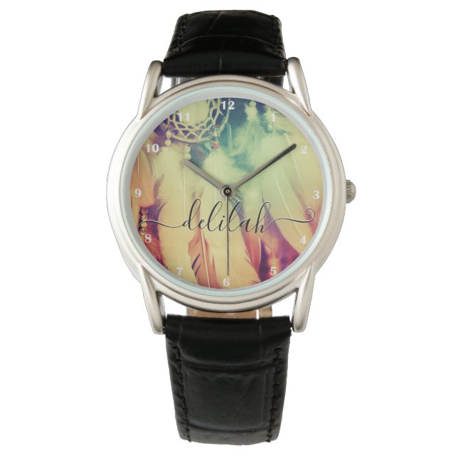 Reloj De Pulsera Boho Bohemian Dreamcatcher Feathers Retro Stunning (Anverso)