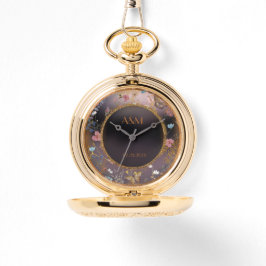 Reloj De Pulsera Boho Floral Black Butterfly Garden Pocket