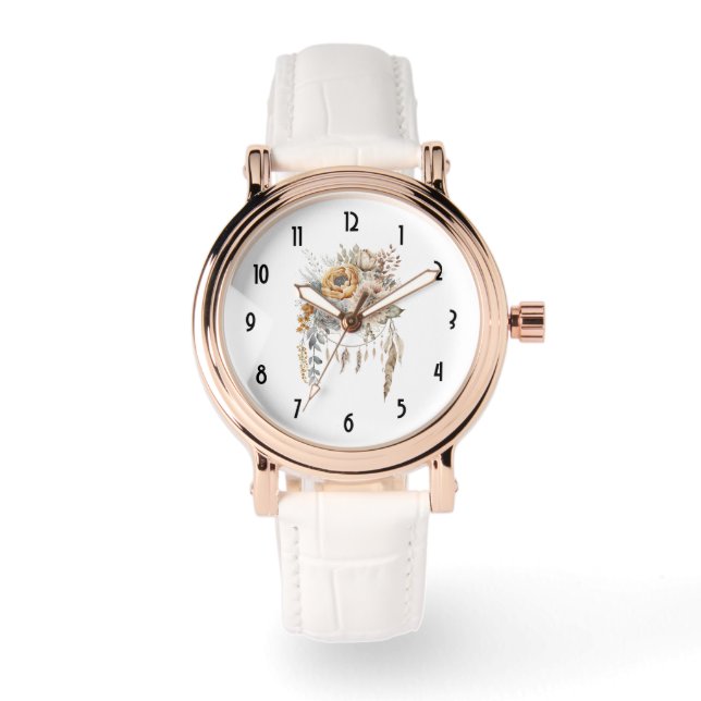 Reloj De Pulsera Boho Flower Bouquet y Dreamcatcher (Anverso)