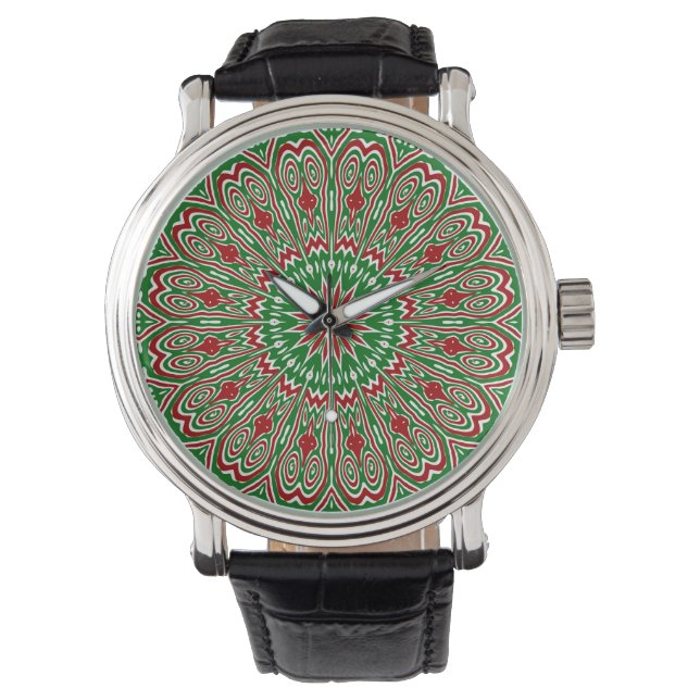 Reloj De Pulsera Boho Hippie Funky Trippy Ornate Navidades Mandala (Anverso)