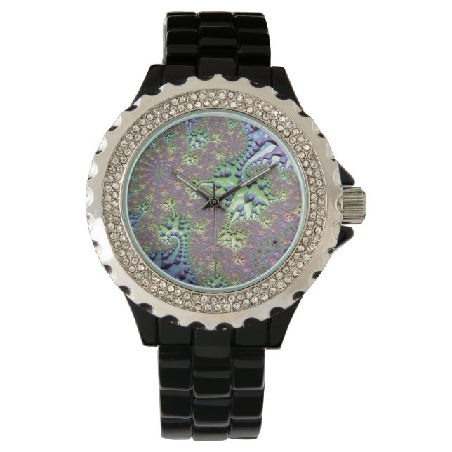 Reloj De Pulsera Boho Hippie Groovy brillante fractal arcoiris colo (Anverso)