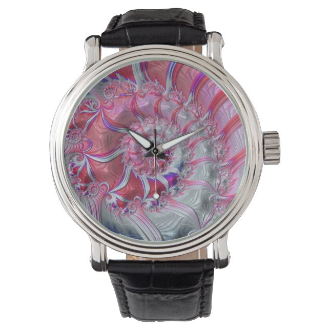 Reloj De Pulsera Boho Hippie Trippy Funky Nautilus Spiral Fractal (Anverso)