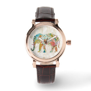 Reloj De Pulsera Boho Paisley Elephant II