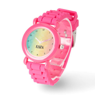 Reloj De Pulsera Boho Rainbow Pastel Cute Chicas Niños Rosa