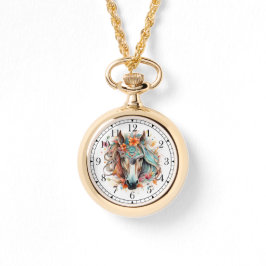 Reloj De Pulsera Boho Tribal Watercolor Caballo Moda estilo Mujeres