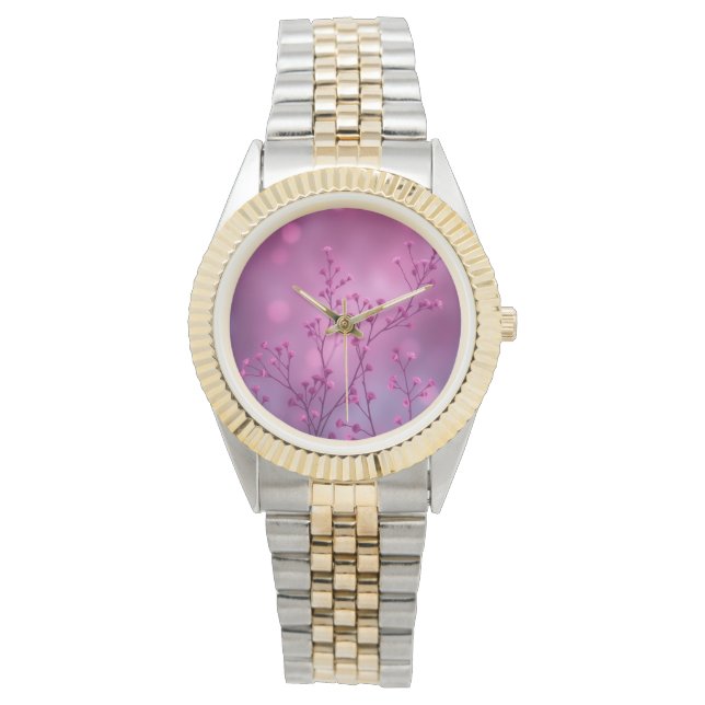 Reloj De Pulsera Bokeh Flores Rosa (Anverso)