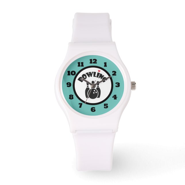 Reloj De Pulsera Bola con corazón - Pines negros y bolera (Anverso)