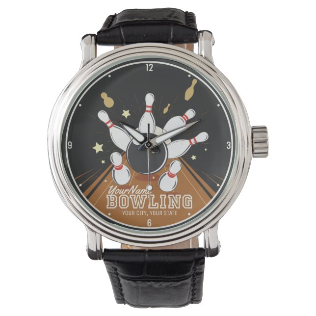 Reloj De Pulsera Bolas de bolas de Bowler personalizadas (Anverso)