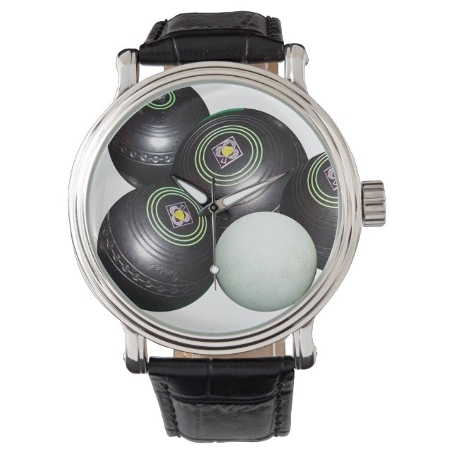 Reloj De Pulsera Bolas De Césped Negro Y Kitty, (Anverso)