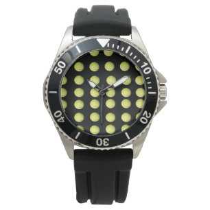 Reloj De Pulsera Bolas De Golf Amarillas En Negro,