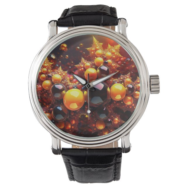 Reloj De Pulsera Bolas De Oro Y Fractal (Anverso)