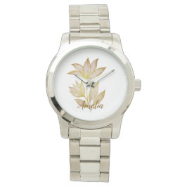 Reloj De Pulsera Bold Silver & Gold Signature Floral Watch