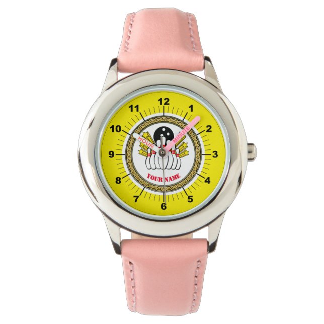 Reloj De Pulsera Bolos de Personalizado para niños (añadir nombre)  (Anverso)