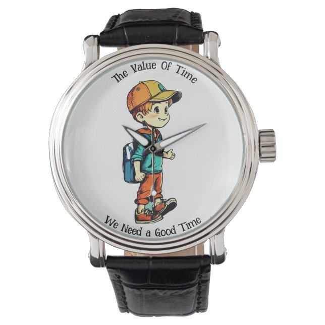 Reloj De Pulsera Bolsa de almendros y escuelas azules para niños - (Anverso)