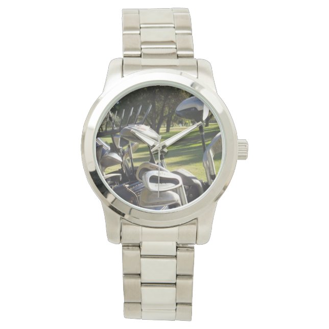 Reloj De Pulsera Bolsa De Clubes De Golf, Cheque, (Anverso)