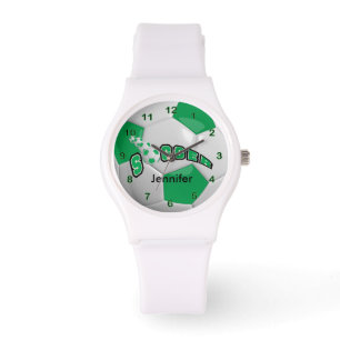 Reloj De Pulsera Bolsa de fútbol verde personalizada