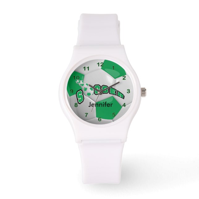 Reloj De Pulsera Bolsa de fútbol verde personalizada (Anverso)