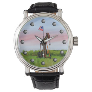 Reloj De Pulsera Bomba de aceite con la bandera americana