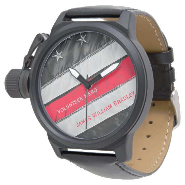 Reloj De Pulsera Bombardero de bandera roja delgada, con nombre (Angular)