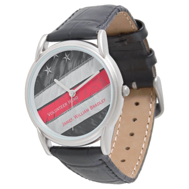 Reloj De Pulsera Bombardero de bandera roja delgada, con nombre (Angular)