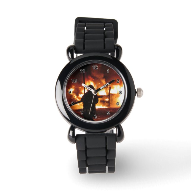 Reloj De Pulsera Bombero En Las Llamas (Anverso)