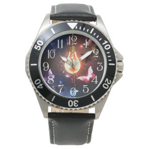 Reloj De Pulsera Bombilla brillante con mariposas nocturnas