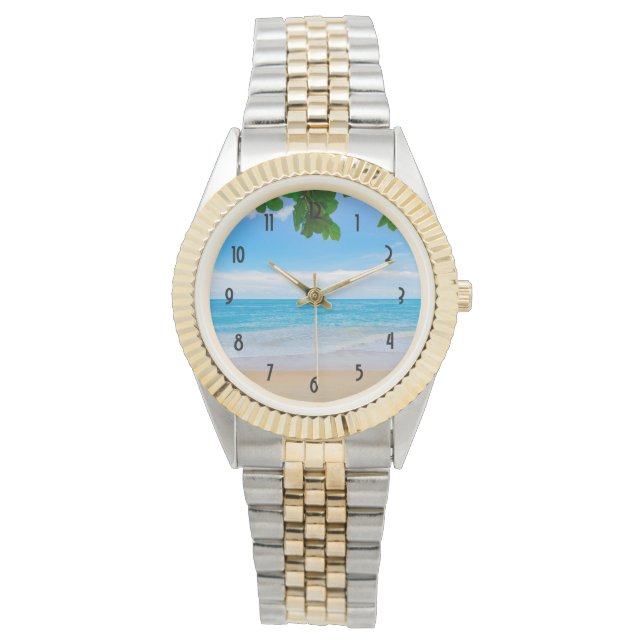 Reloj De Pulsera Bonita playa tropical azul (Anverso)