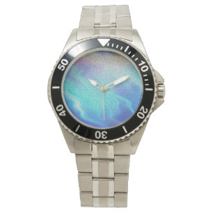 Reloj De Pulsera Bonito Aqua Blue Purple Pastel Mosaic