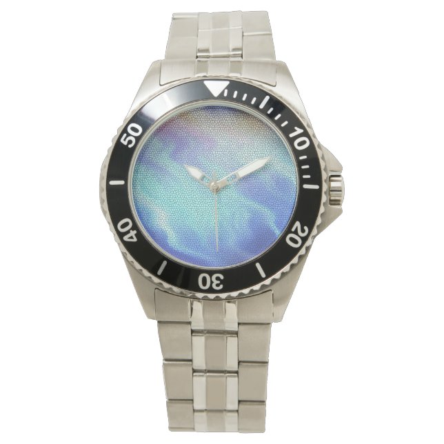 Reloj De Pulsera Bonito Aqua Blue Purple Pastel Mosaic (Anverso)