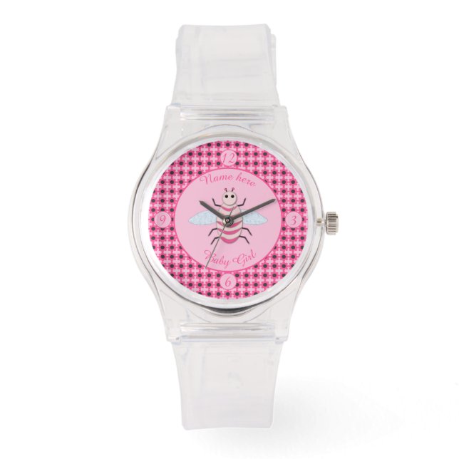 Reloj De Pulsera Bonito Bebé Rosa Bee Personalizado (Anverso)
