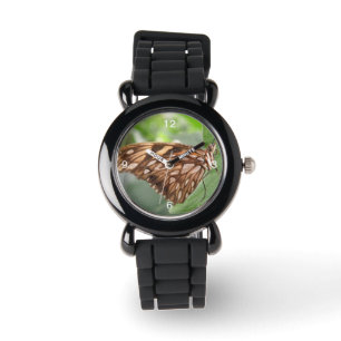 Reloj De Pulsera Bonito Brown Butterfly Purpurina Watch