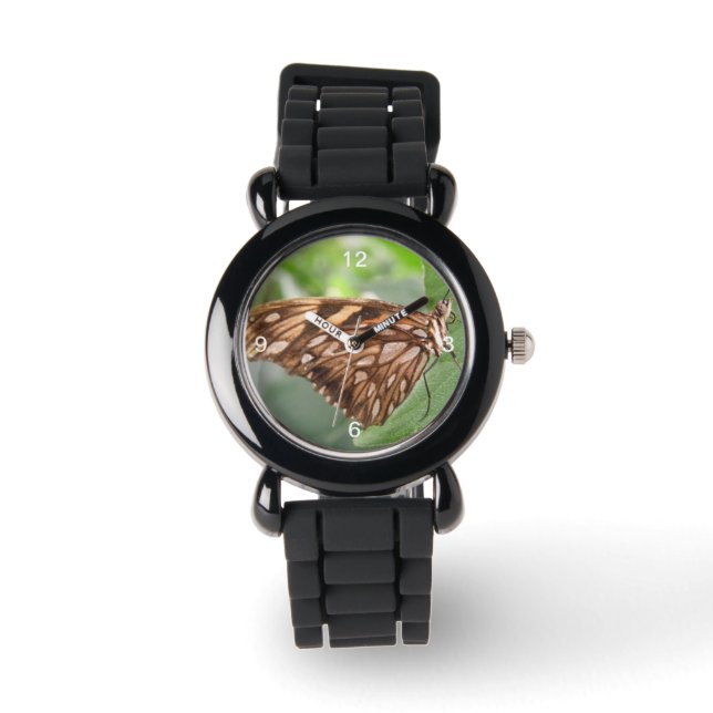 Reloj De Pulsera Bonito Brown Butterfly Purpurina Watch (Anverso)