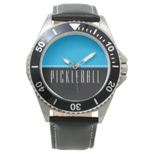 Reloj De Pulsera Bonito cielo azul negro bloque de color PICKLEBALL