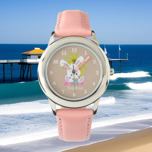 Reloj De Pulsera bonito conejo de playa añadir nombre