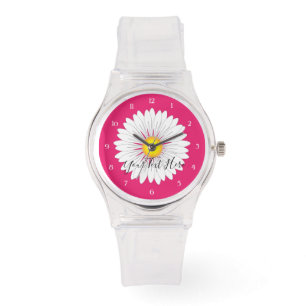 Reloj De Pulsera Bonito Pequeña Daisy Sporty Silicona Rosa