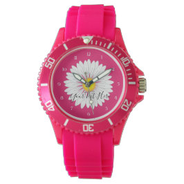 Reloj De Pulsera Bonito Pequeña Daisy Sporty Silicona Rosa
