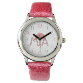 Reloj De Pulsera Bonito Pink Umbrella Añadir Iniciales Ver