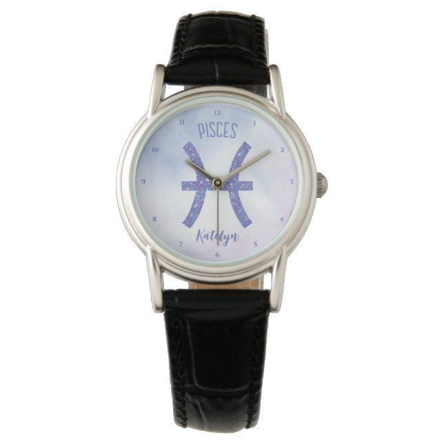 Reloj De Pulsera Bonito Pisces Astrología Rótulo Personalizado (Anverso)