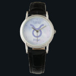 Reloj De Pulsera Bonito Taurus Astrología Rótulo personalizado<br><div class="desc">Este reloj Taurus de bonito, morado y lavanda personalizado, muestra tu signo astrológico del Zodiac en un brillo hermoso como las constelaciones. Personalizar este lindo símbolo de astrología regalo de reloj de pulsera con tu nombre en un hermoso guión cursivo para alguien con un cumpleaños de finales de abril o...</div>