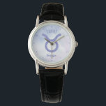 Reloj De Pulsera Bonito Taurus Astrología Rótulo personalizado<br><div class="desc">Este reloj Taurus de bonito, morado y lavanda personalizado, muestra tu signo astrológico del Zodiac en un brillo hermoso como las constelaciones. Personalizar este lindo símbolo de astrología regalo de reloj de pulsera con tu nombre en un hermoso guión cursivo para alguien con un cumpleaños de finales de abril o...</div>