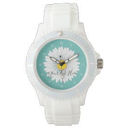 Reloj De Pulsera Bonito verde azulada Pequeña Daisy Sporty Silicona