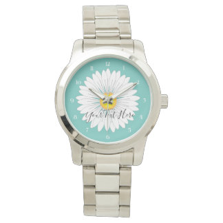 Reloj De Pulsera Bonito verde azulada Pequeña Daisy Unisex Plata so