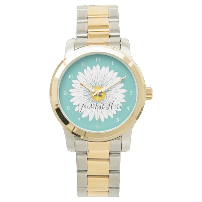 Reloj De Pulsera Bonito verde azulada Pequeña Daisy Unisex Sobredim (Anverso)