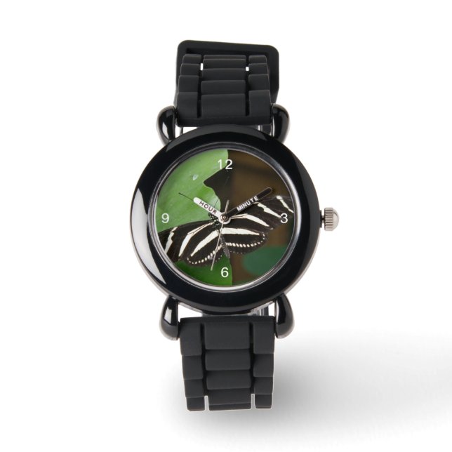 Reloj De Pulsera Bonito Zebra Longwing Butfly Purpurina Watch (Anverso)